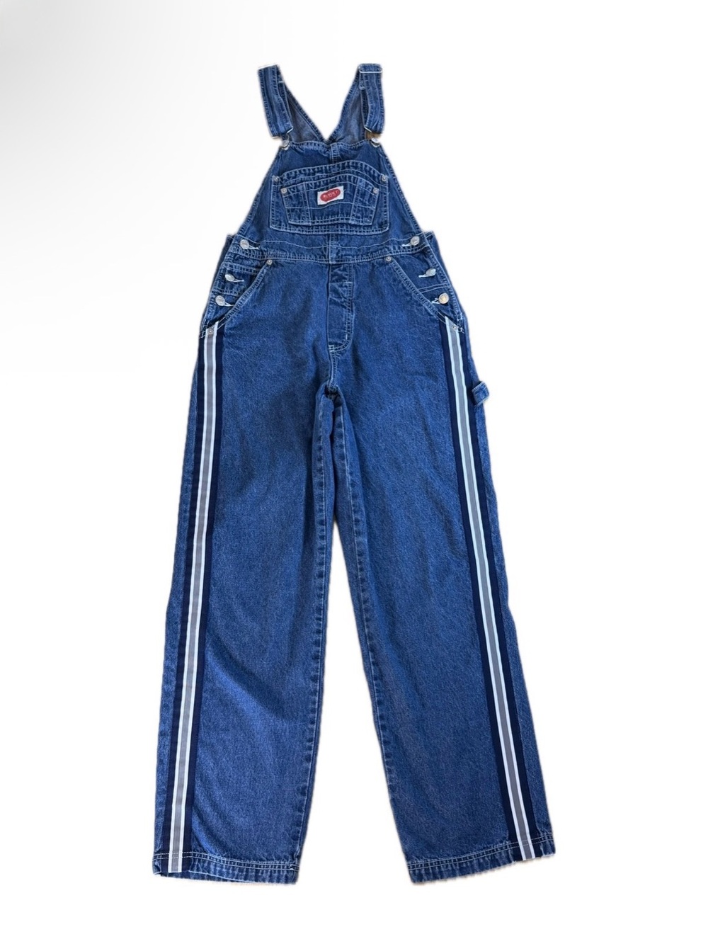 Vintage 90s Revolt Women’s Small Bib Overalls Carpenter Dungaree Side Leg Stripe
